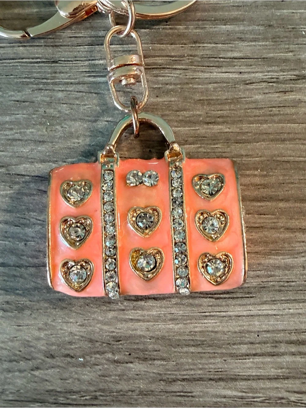 Coral Heart Tote Keychain - Fashionable Bag Charm
